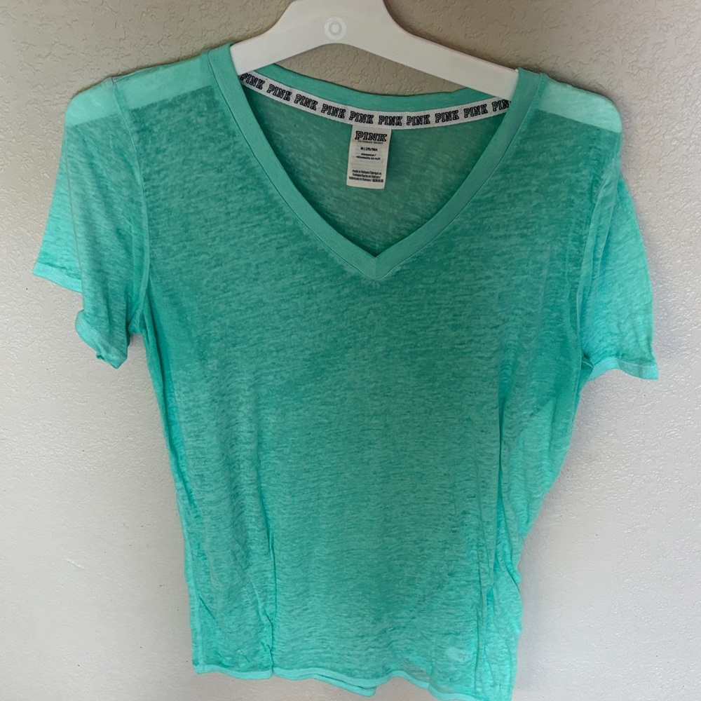 PINK Victoria's Secret Turquoise V-Neck Tee